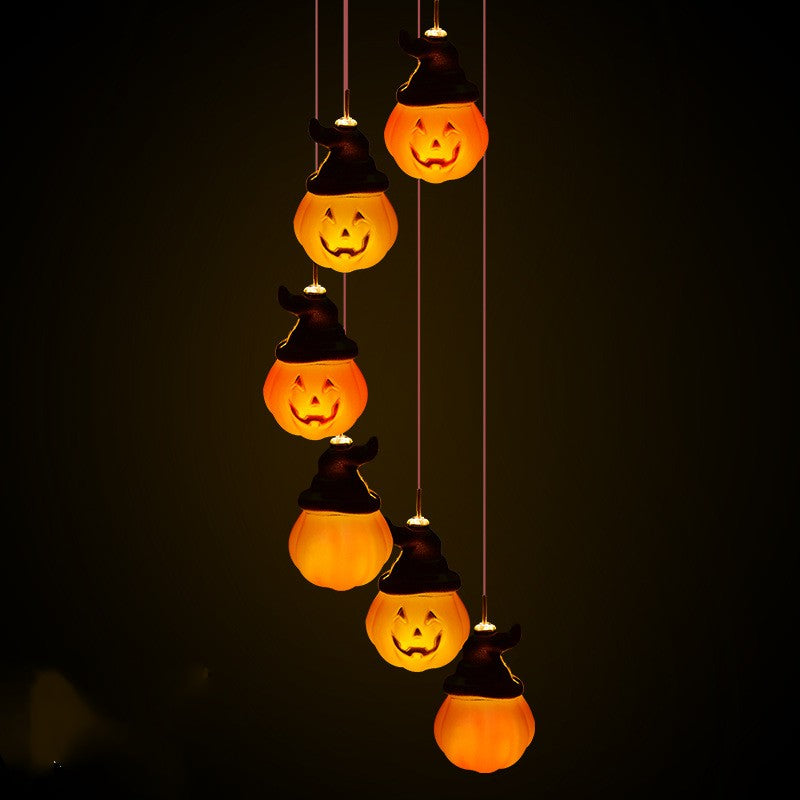 Sun Wind Chimes Halloween Horror Pumpkin Skull Elf Courtyard Atmosphère Lumière décorative