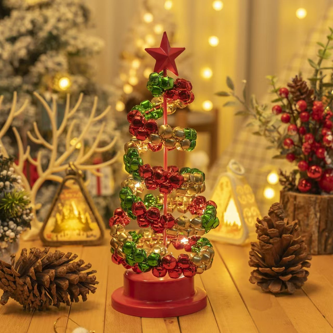 Lumière décorative de l'arbre de Noël de Bell en fer brut LED