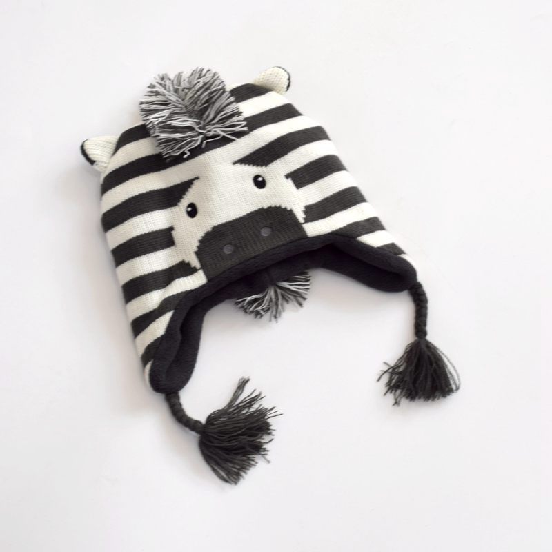Chapeau d'hiver tricoté en peluche Chapeau de caricature pour bébé Garçon chaud et preuve du vent