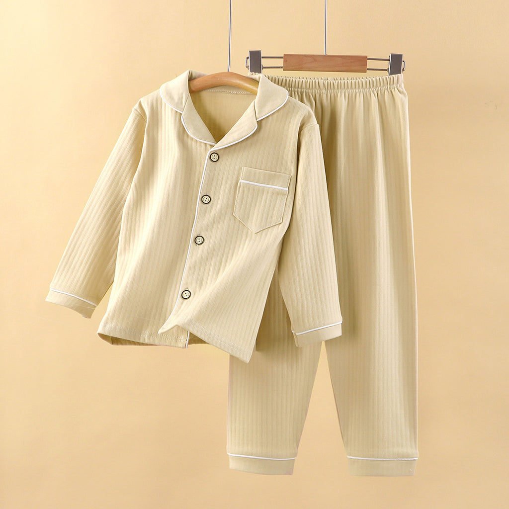 Parent-enfant Style pour enfants Pure coton Cardigan Accueil Vêtements Ensemble de couleur solide