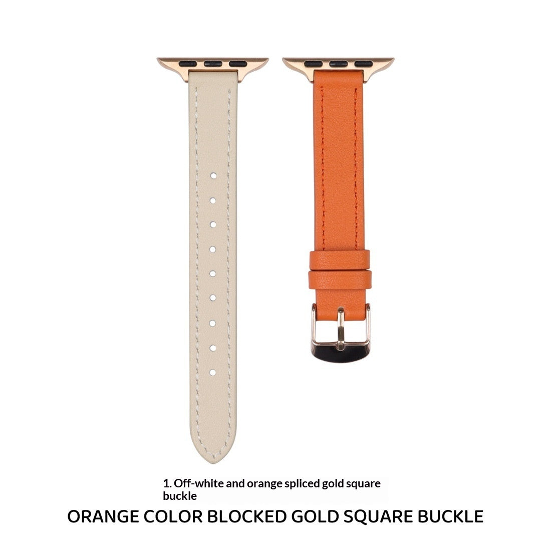 Bracelet en cuir beige orange