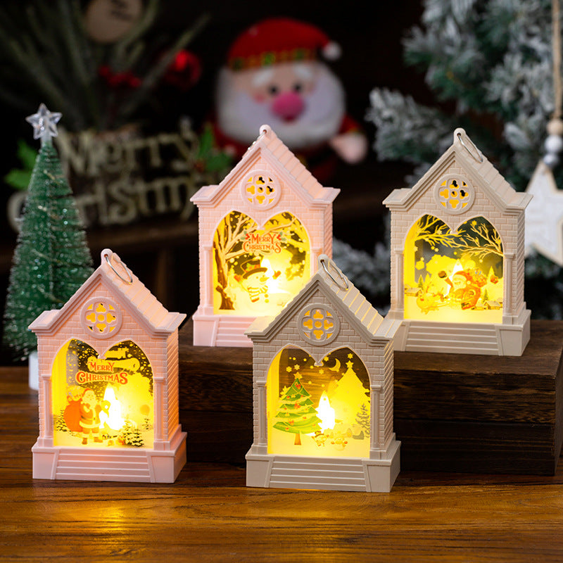 Décorations de Noël Maison de style européen Lumière de nuit LED Bureau Ornements Fenêtre Vent L