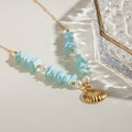 Mint Green Shell Patch Pearl Shell Pendentif Collier bijoux