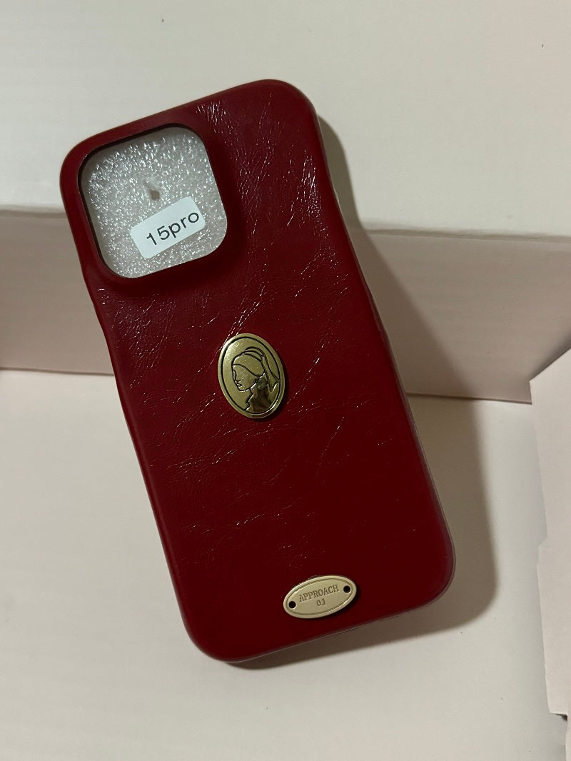 Retro Planet Planet Red Leather Pattern Phone Case