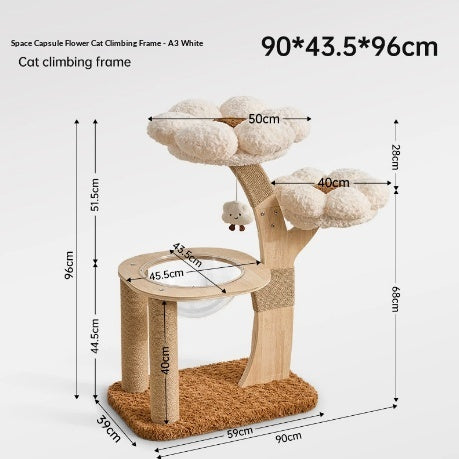 Arbre de chat compact et peu encombrant avec un nid cozy et un scratching durable en forme de champignons P