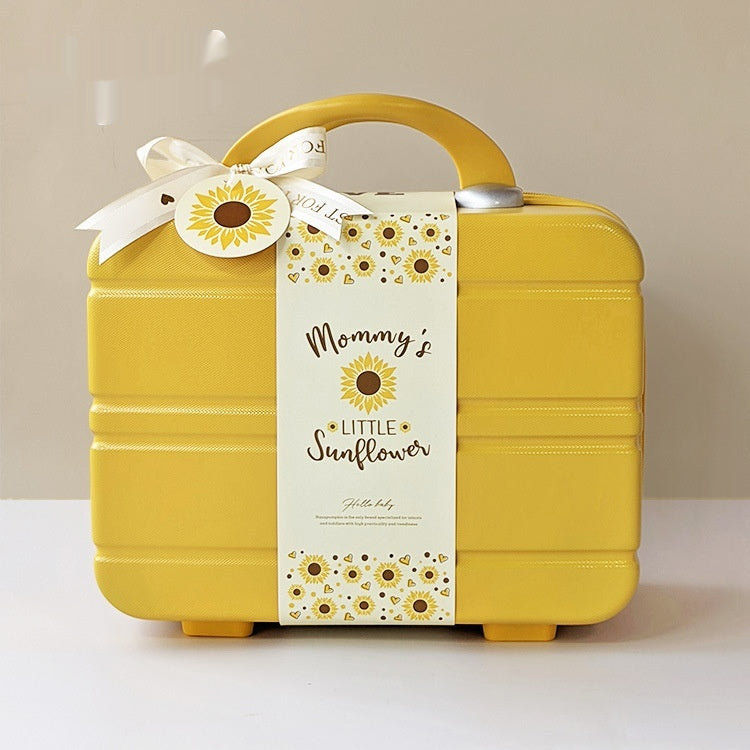 Ensemble cadeau bébé pour les nouvelles-nées avec une robe de tournesol jaune