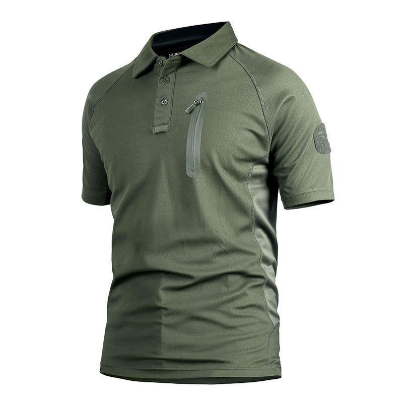 Camouflage tactique extérieur homme manches courtes Polyester Slim Polo rapide Été