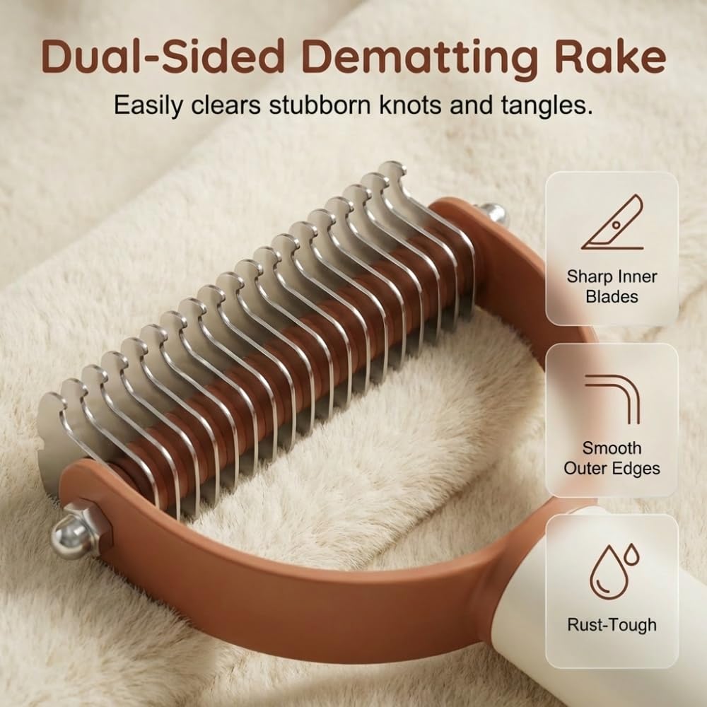 Double-sided dematting comb for cats and dogs