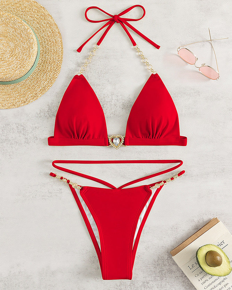 Bikini sans dos avec chaîne