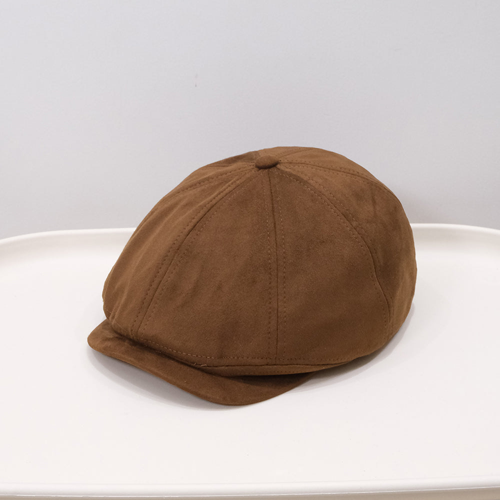 Vintage Mode Automne-hiver Versatile Brossé Octagonal Chapeau en avant Brimmed avec Anglais