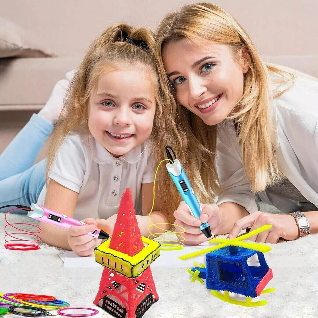 Jeu de stylo d'impression 3D Doodle PLA Filament Imprimante Dessin 12 Couleurs Cadeau enfants Royaume-Uni