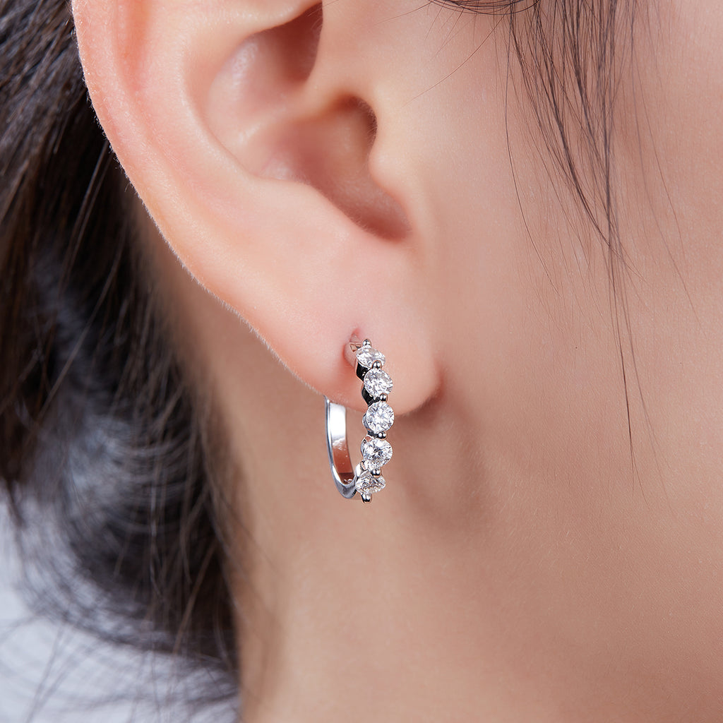 S925 Boucles d'oreilles en argent sterling 10pcs Moissanite Hoop pour femmes 17mm plaqué platine GRA Cer