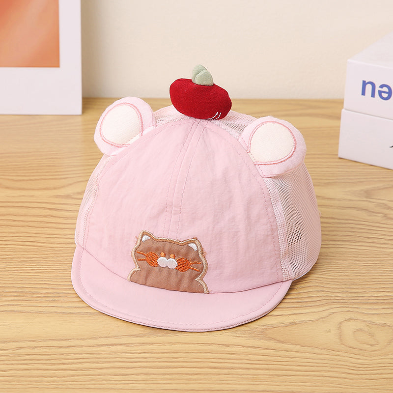 Cartoon pour enfants Chat brodé Patchwork décoratif Apple Tissu net Breat léger