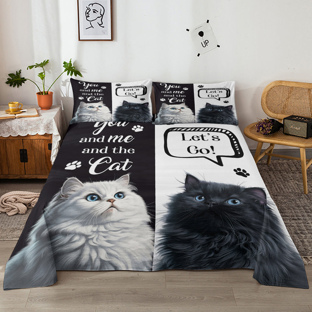 Feuille de chat, Feuilles de chat joli Set 4Pcs, Feuille plate blanc noir,Coupe de lit imprimé animal mignon W