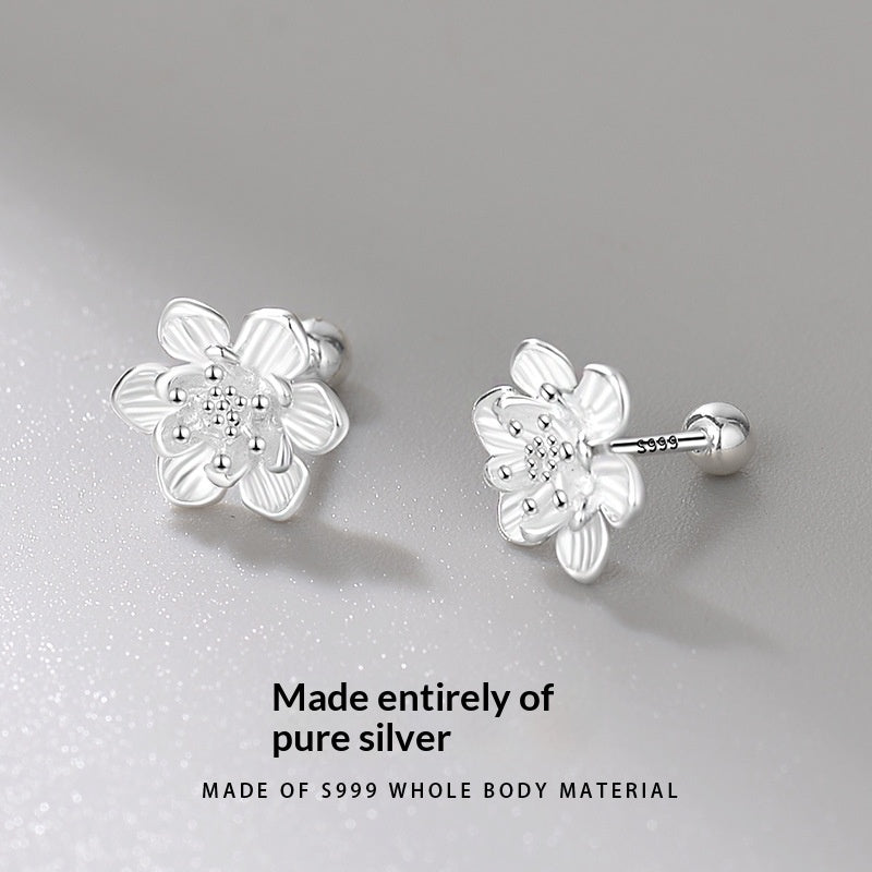 S999 Sterling Argent Femmes Lotus Élégant Ear Cuff Stud