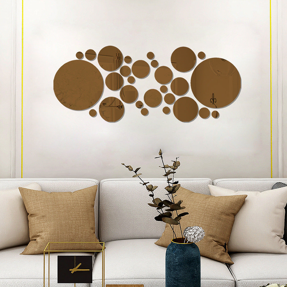 Grand et petits cercles Miroir Sticker 3D Stéréo Décoration murale acrylique