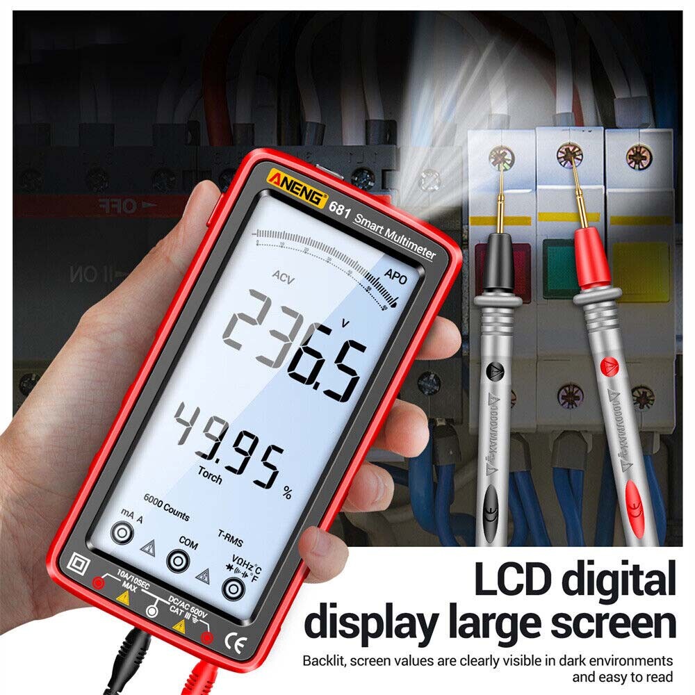 Smart LCD Multimètre numérique 6000 Compte AC DC Testeur de résistance