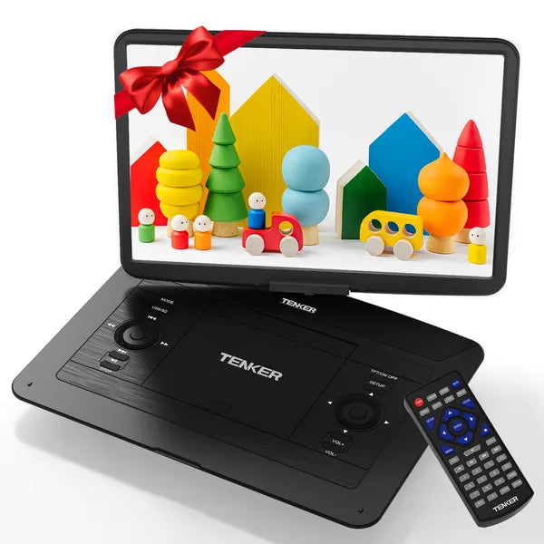 Lecteur DVD portable 17.9" écran pivotant HD 15.6" 6 heures 5000mAh batterie rechargeable Remo
