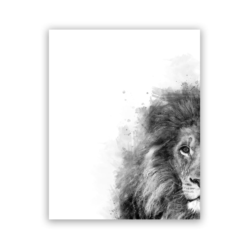 Noir et blanc animal abstrait Aquarelle Peinture Affiche murale Décoration Peinture
