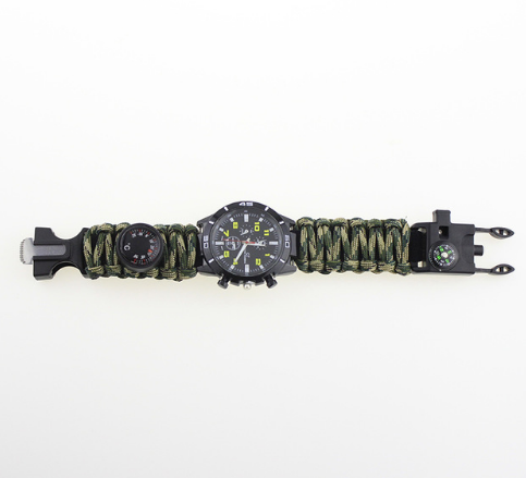6 En 1 Ttictos Al Aire Libre EDC Supervivencia Ajustable Pulsera Brjula Rescate Paracord C