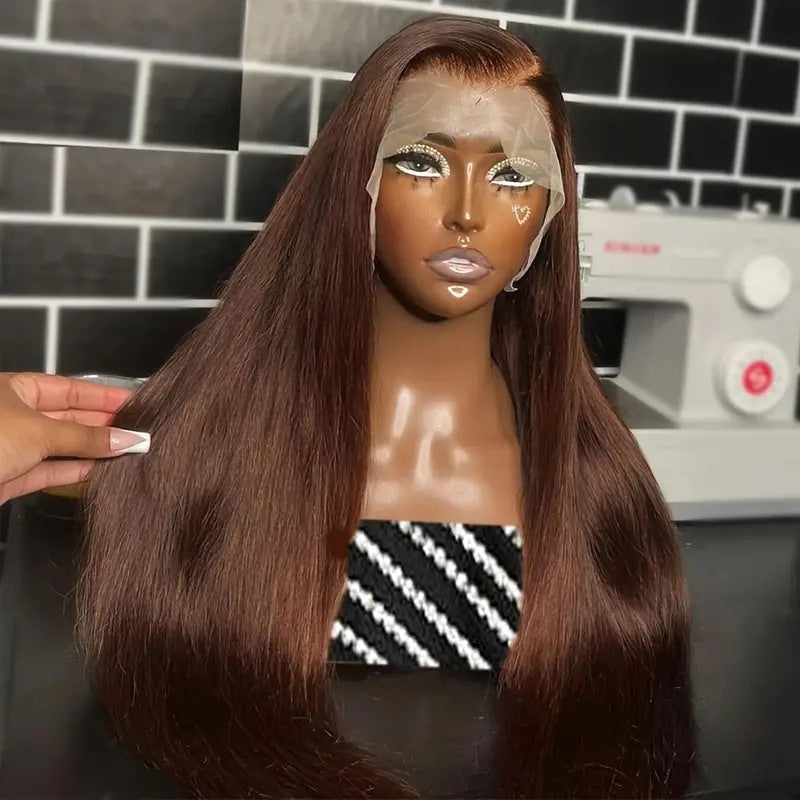 European and American Fashion Brown Long Straight Hair
