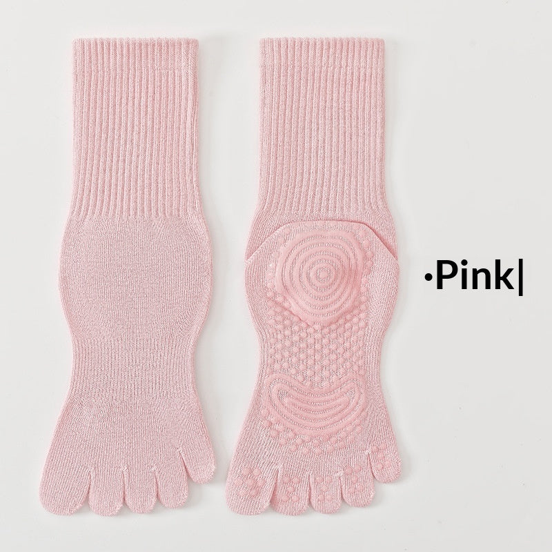 Chaussettes de yoga de printemps d'été à 5 Toe Mid-Calf