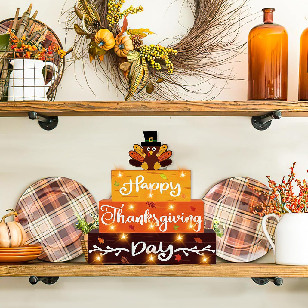 Thanksgiving panneau en bois avec lumières LED