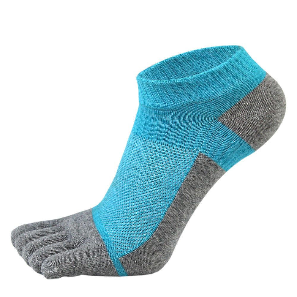 Chaussettes à cinq doigts en maille pointillée - paire bleu-coton-1
