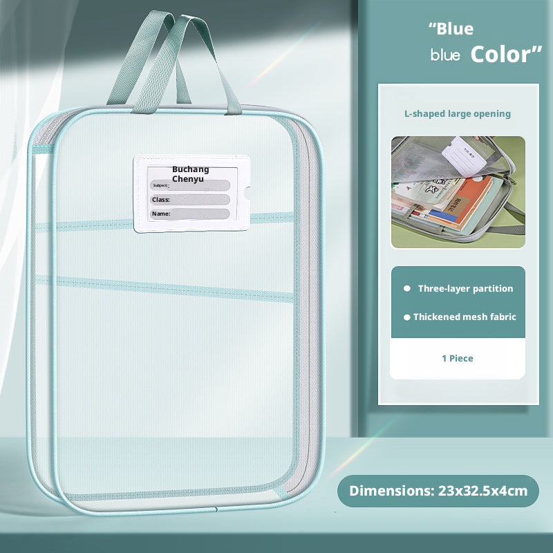 Sac de tri de documents-bleu-mesh-23 * 32.5 *4cm-1 pièce