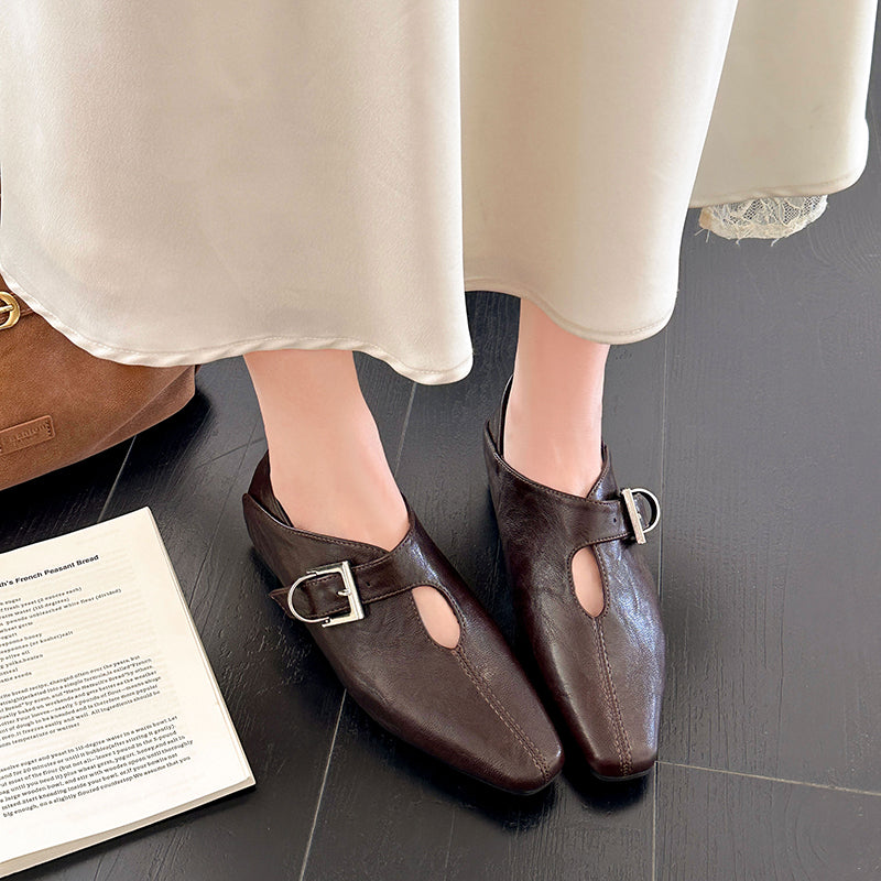 Boucle de ceinture d'orteil carrée de printemps pour femmes Hauteur invisible Augmenter Chaussures de robe de coupe profonde