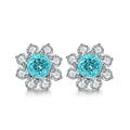 S925 Argent 4.1g Boucles d'oreilles en pierres précieuses créées par un laboratoire de fleurs