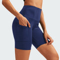 Shorts de yoga haute taille pour femmes Diagonal Pocket Running Training Quick-drying Tights Stretc