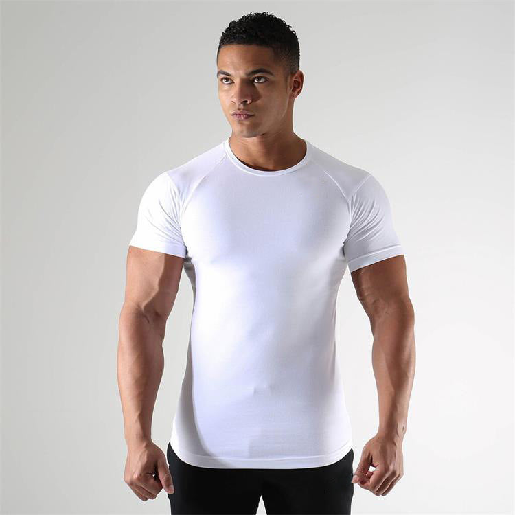 Fitness Short Sleeve Hommes Sports d'entraînement de course Vêtements élastiques