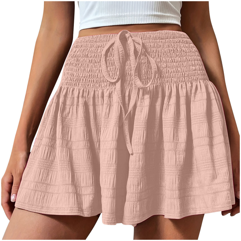 Style européen Femmes S S Stretch taille courte jupe Casual Pantalons Été Mode Solid Couleur D