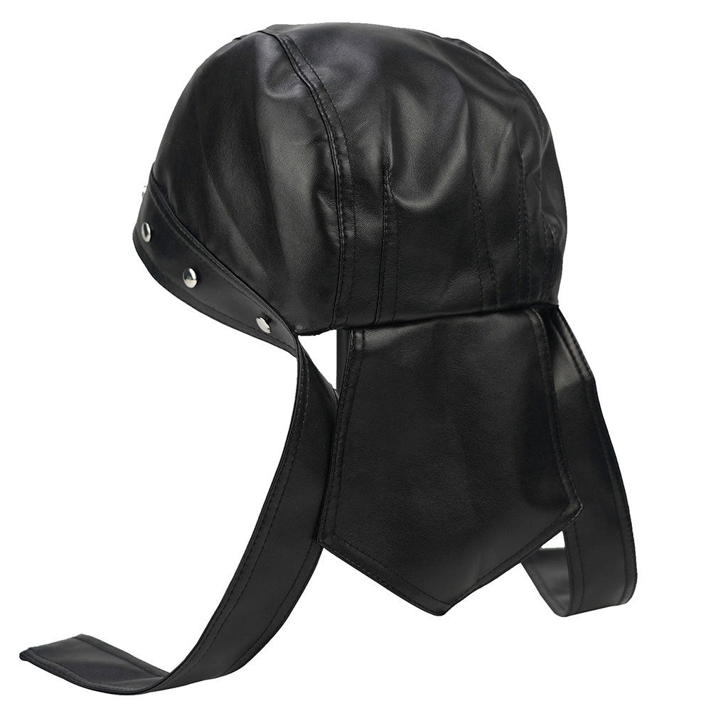 La taille des hommes et des femmes. Chapeau en cuir en cuir PU noir Rivet Ribbon Street Punk Style Pirate.