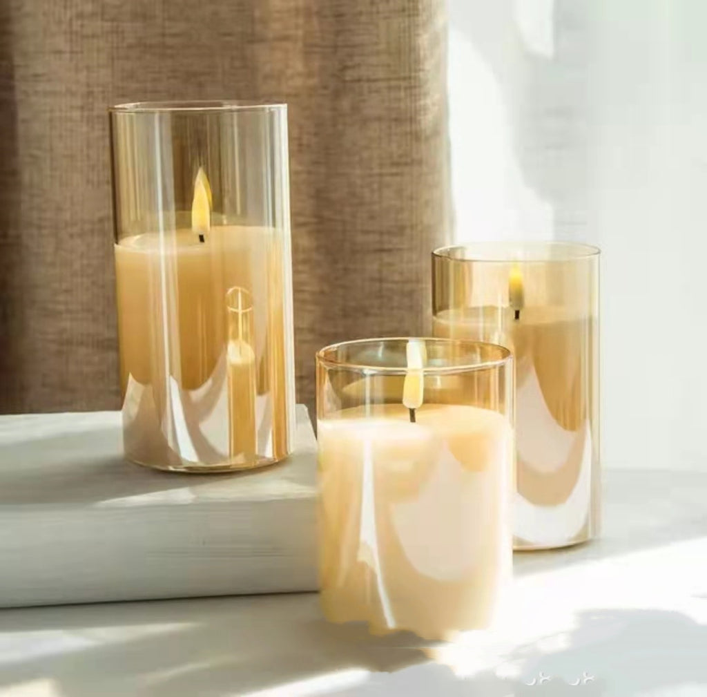 Rechargeable Electroplated Glass LED Electronic Candle Lamps