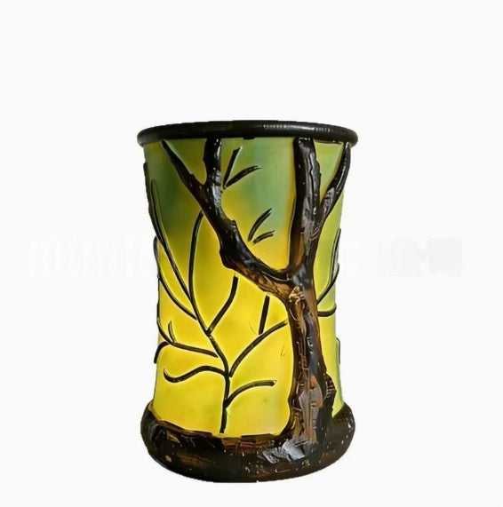 Lampe de table naturelle inspirée de forêt cylindrique en forme de feuille