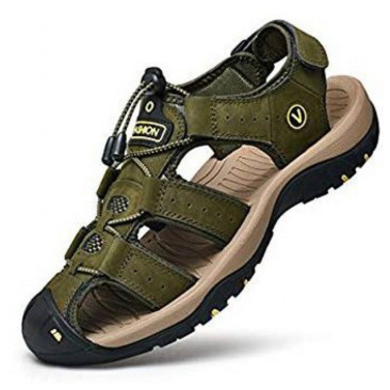 Sandales d'été Hommes Grande Taille Baotou Casual Beach Chaussures Cuir véritable Hommes Outdoor Sp