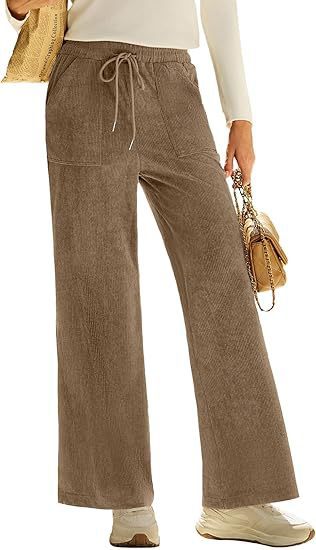 Pantalons élastiques à cordes haute taille Corduroy