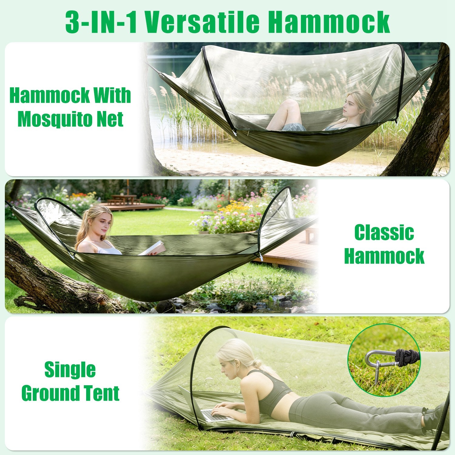 1Pc Hamac de camping avec hamac portable filet Mosquito Tente avec construit dans Mosquito Net Dua