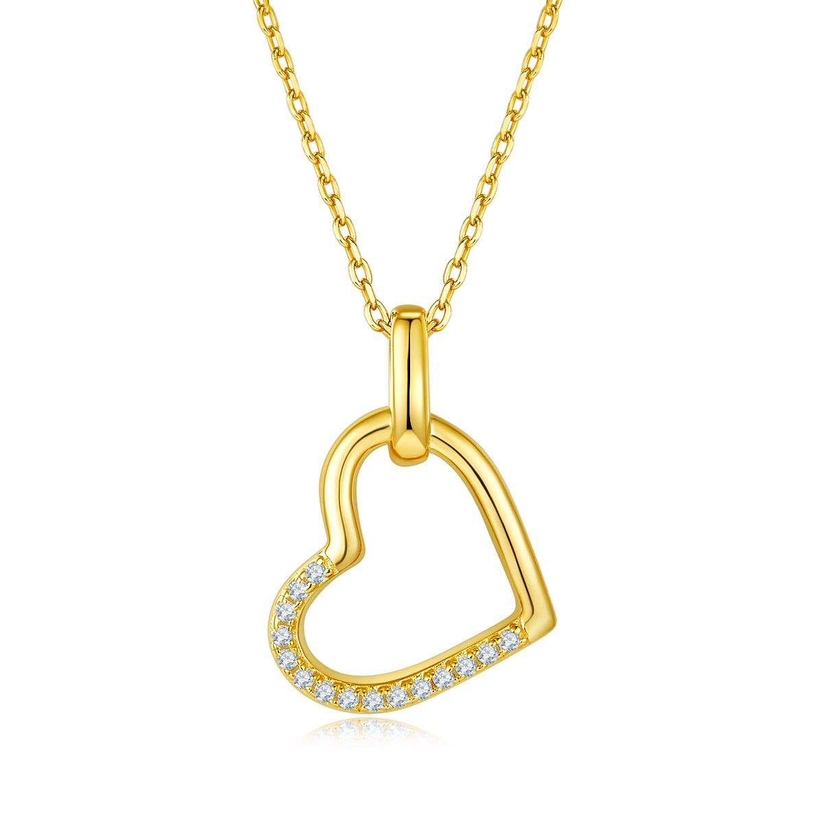 3.4g S925 Argent Sterling 15 Pierres Moissanite Collier Coeur 45cm Demi Pave Asymétrique Pe