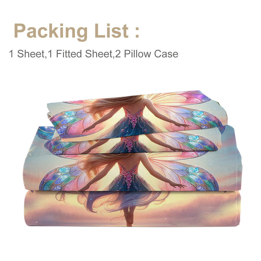 Ensemble de feuilles plates de 4 pièces Rainbow Girly