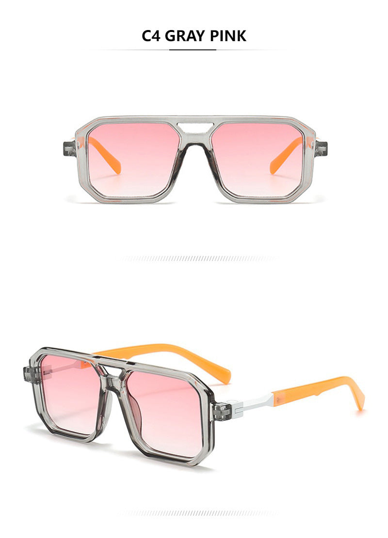 Retro Double Beam Pilot Catwalk Légères Lunettes de soleil de luxe Ins