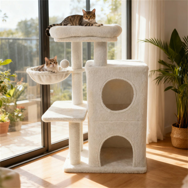 Arbre Cat multi-niveaux Beige 33.5 pouces avec condo 2-Tier