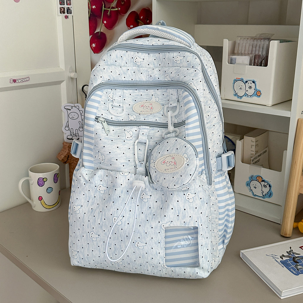 Sac à dos pour filles de style Polka-Dot Rose et Blanc
