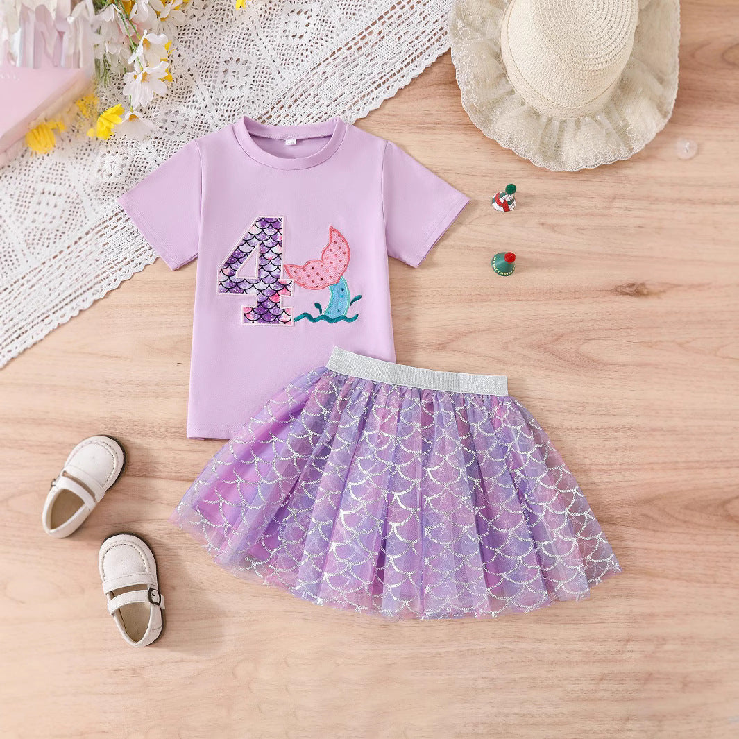 Set à manches courtes en coton deux pièces pour enfants