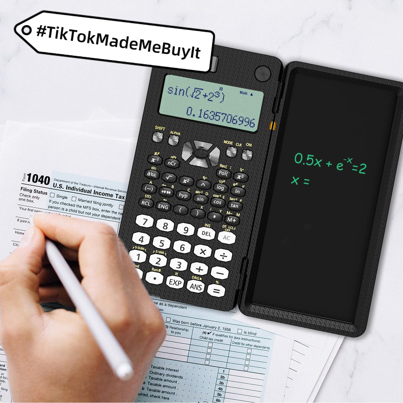 2 En 1 Calculatrices scientifiques pliables Calculatrice de la fonction d'apprentissage de tablette d'écriture Fol