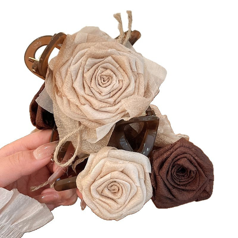 Clip de cheveux de fleur de rose séchée pour les femmes