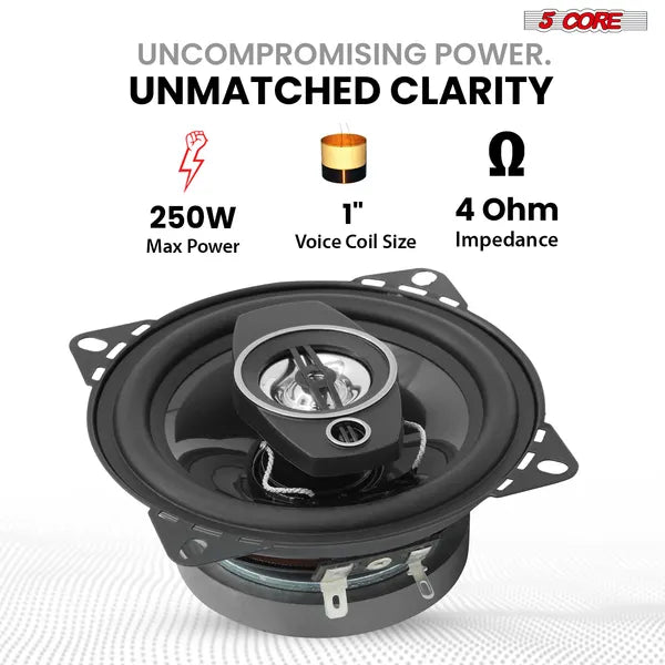 5 haut-parleurs Coaxiaux de porte 4' Paire 250W 4Ohm 2 Way Composant Subwoofer Audio W Super