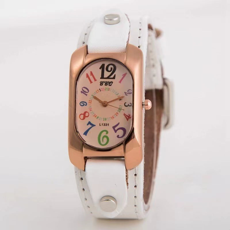 Montre vintage tendance en cuir véritable pour hommes